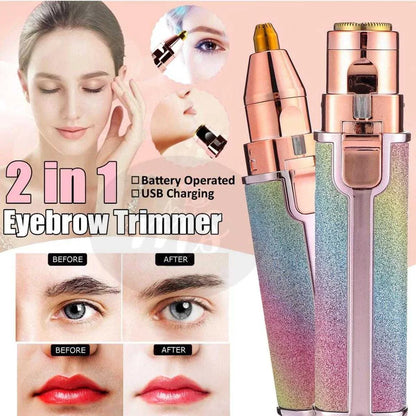 Flawless 2 In 1 Eyebrow Trimmer | Multifunctional Usb Charging Cable And Cleaning Brush